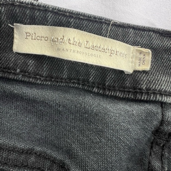 ANTHROPOLOGIE Pilcro & Letterpress Relaxed Straight Jeans Black Wash Frayed Hem - Picture 3 of 11